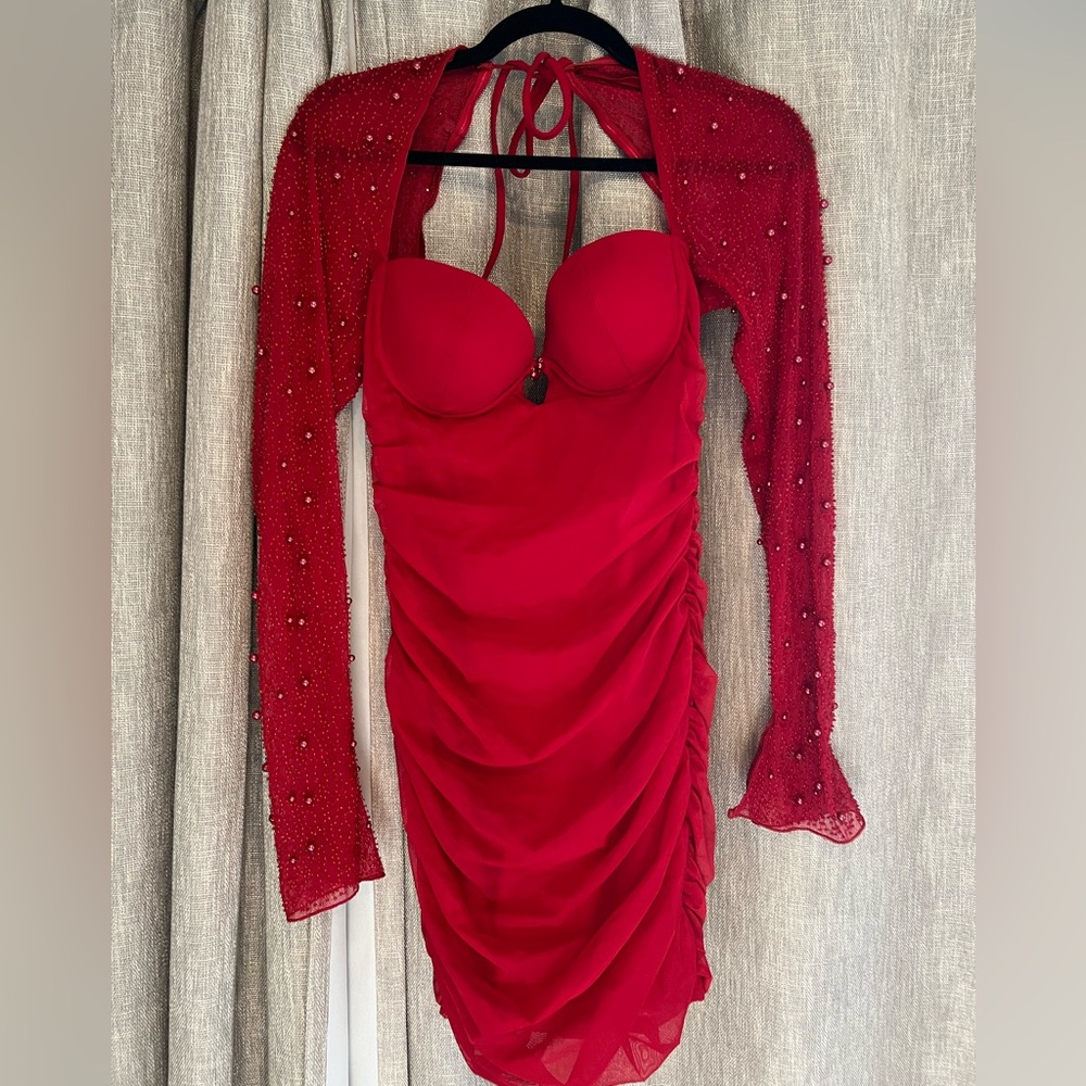 Oh Polly Red Long Sleeve Dress - Picture 5 of 8